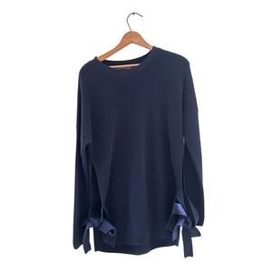 Kokun‎ Ribbed Cotton Navy Tunic w/Ties and Slits - Size Large